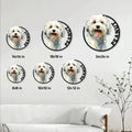 Havanese dog metal sign shown in multiple size options on a light living room wall