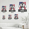 Jiu Jitsu metal sign size guide showing multiple display sizes in a living room setting