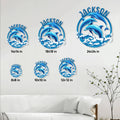 Dolphin metal sign size guide showing several available square dimensions