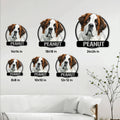 Saint Bernard metal sign size guide showing 8, 10, 12, 14, 18, and 24 inch options