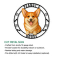 Corgi metal sign feature graphic highlighting the cut design and indoor or outdoor display use