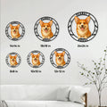 Corgi metal sign size guide showing available square sizes from 8 by 8 to 24 by 24 inches