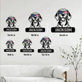 Beagle metal sign size guide showing six available square size options