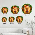 Pomeranian holiday metal sign shown in multiple size options on a living room wall