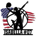 Custom volleyball metal sign featuring a female player silhouette, ball, and patriotic flag-inspired backdrop