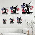 Volleyball player metal sign shown in multiple sizes on a living room wall