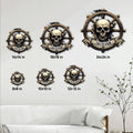 Pirate skull metal sign size guide showing 8, 10, 12, 14, 18, and 24 inch options