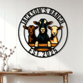 Goat ranch wall decor displayed on a white paneled wall above a rustic entryway table