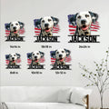 Dalmatian metal sign size guide showing 8x8, 10x10, 12x12, 14x14, 18x18, and 24x24 inch options