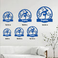 Gymnastics metal sign shown in multiple size options on a bright living room wall