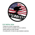 Freestyle skiing metal sign shown with a cut-metal product feature guide for indoor or outdoor display