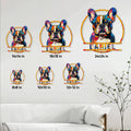 French Bulldog metal sign size guide showing available square sizes from 8 by 8 to 24 by 24 inches