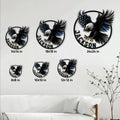 Police eagle metal sign size guide showing six available square size options