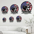 Shih Tzu metal sign size guide showing six available square size options on a wall