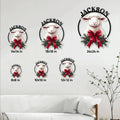 Sheep metal sign size guide showing festive artwork in six square size options from 8x8 to 24x24 inches