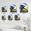 Volleyball metal sign size guide showing six available square sizes from 8 by 8 to 24 by 24 inches