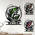 Bass fishing metal sign displayed on a wall with green, patriotic, and rustic fish color options