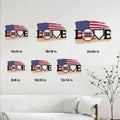 Baseball LOVE metal sign shown in multiple size options for different wall decor spaces