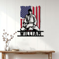 Jiu jitsu wall sign displayed above a console table in a bright home interior