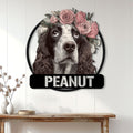 English Springer Spaniel wall sign displayed on a light paneled wall above a console table