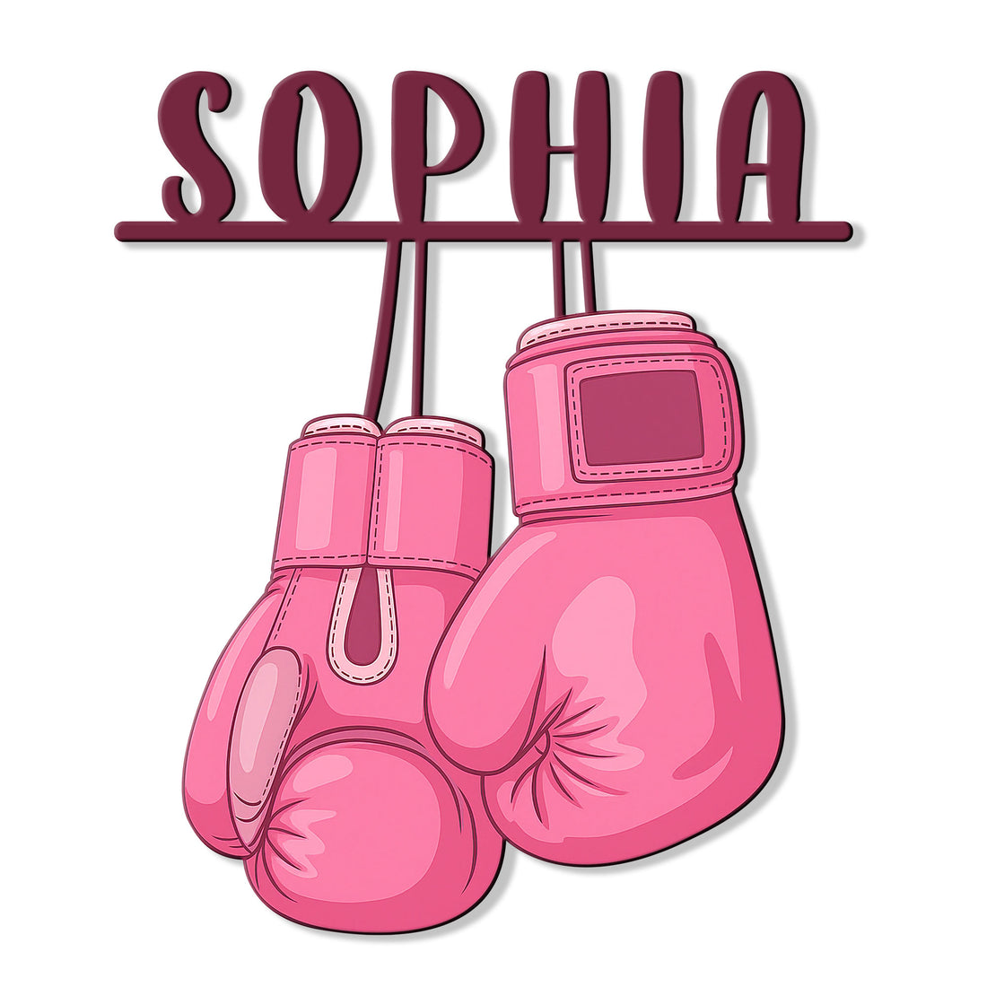 Pink boxing gloves breast cancer awareness metal sign with bold custom design