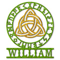 Custom Viking metal sign featuring a Norse knotwork emblem within a circular runic border