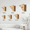 Sheep metal sign size guide showing multiple scale options in a bright farmhouse living room
