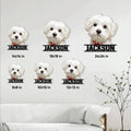 Maltese dog metal sign size guide showing six available square size options from 8 by 8 to 24 by 24 inches