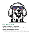 Poodle metal sign product graphic highlighting cut-metal construction and display features