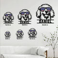 Poodle metal sign size guide showing multiple scale options for wall display