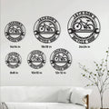 Bicycle shop metal sign size guide showing available round sizes from 8 by 8 to 24 by 24 inches