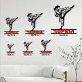 Karate metal sign displayed in multiple size options with a female martial artist silhouette