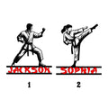 Karate artwork style selection guide showing two martial artist vector designs