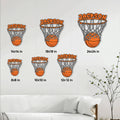 Basketball hoop metal sign size guide showing available square sizes from 8 by 8 to 24 by 24 inches