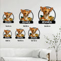 Chihuahua floral metal sign shown in multiple size options arranged on a living room wall