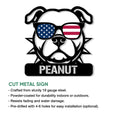 Staffordshire Bull Terrier cut metal sign shown with its bold patriotic dog artwork