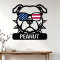 Patriotic Staffordshire Bull Terrier wall sign displayed as home entryway decor