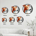 Greyhound metal sign size guide showing available square sizes from 8 by 8 to 24 by 24 inches