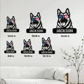 Norwegian Elkhound metal sign size guide showing six available square size options