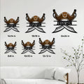 Pirate metal sign size guide showing available square dimensions from 8 by 8 to 24 by 24 inches