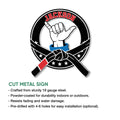 Jiu Jitsu cut metal sign product graphic featuring a raised hand and crossed belt design