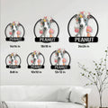 Floral Whippet metal sign size guide showing six available square dimensions