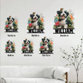 Havanese floral metal sign size guide showing six square size options in a bright living room setting