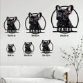 French Bulldog metal sign size guide showing six square size options from 8 to 24 inches