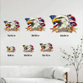 Patriotic eagle sign size guide showing available square sizes from 8 by 8 to 24 by 24 inches