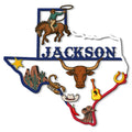Custom Texas metal sign featuring a cowboy on horseback, longhorn, cactus, scorpion, guitar, boots, and horseshoe