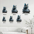 Russian Blue cat metal sign size guide showing available square dimensions from 8 by 8 to 24 by 24 inches