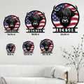 Highland cow metal sign size guide showing options from 8 by 8 to 24 by 24 inches