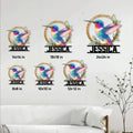 Hummingbird metal sign size guide showing available square sizes from 8 by 8 to 24 by 24 inches