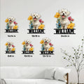 Havanese metal sign size guide showing multiple scale options in a bright living room setting